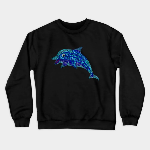 Squiggle Dolphin Crewneck Sweatshirt by NightserFineArts